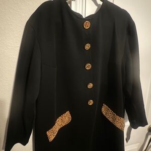 Jessica Howard Black Midi Dress with Gold Accents